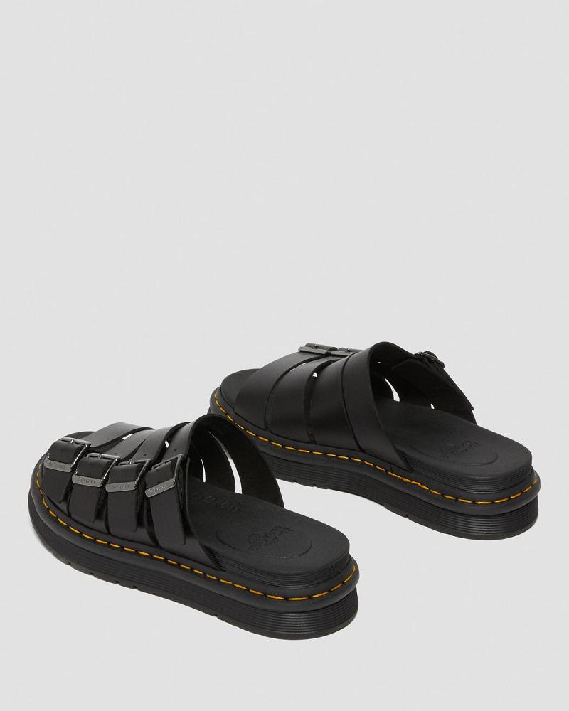 Dr Martens Tate Læder Slidesandaler Dame Sort | DK 322EBC